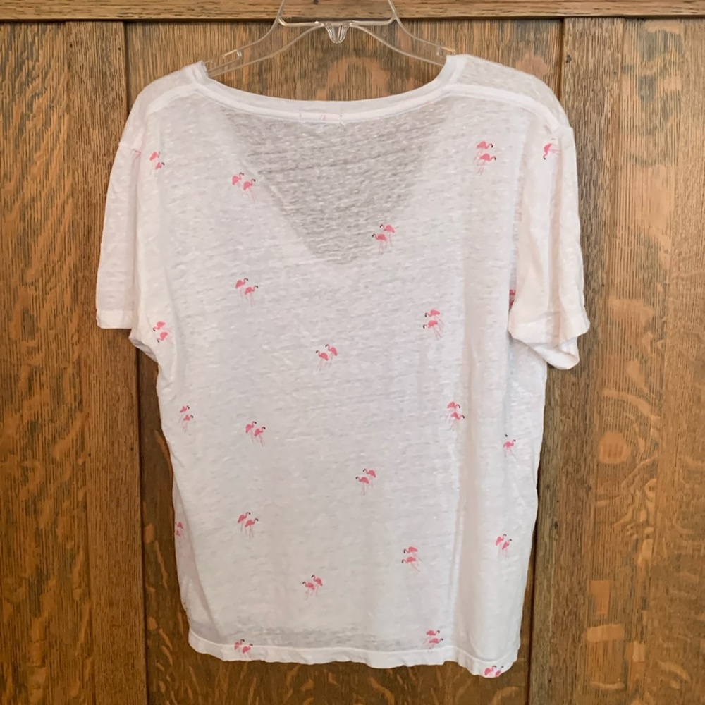 Rails Linen Blend Sheer Lightweight Flamingo T-Sh… - image 2